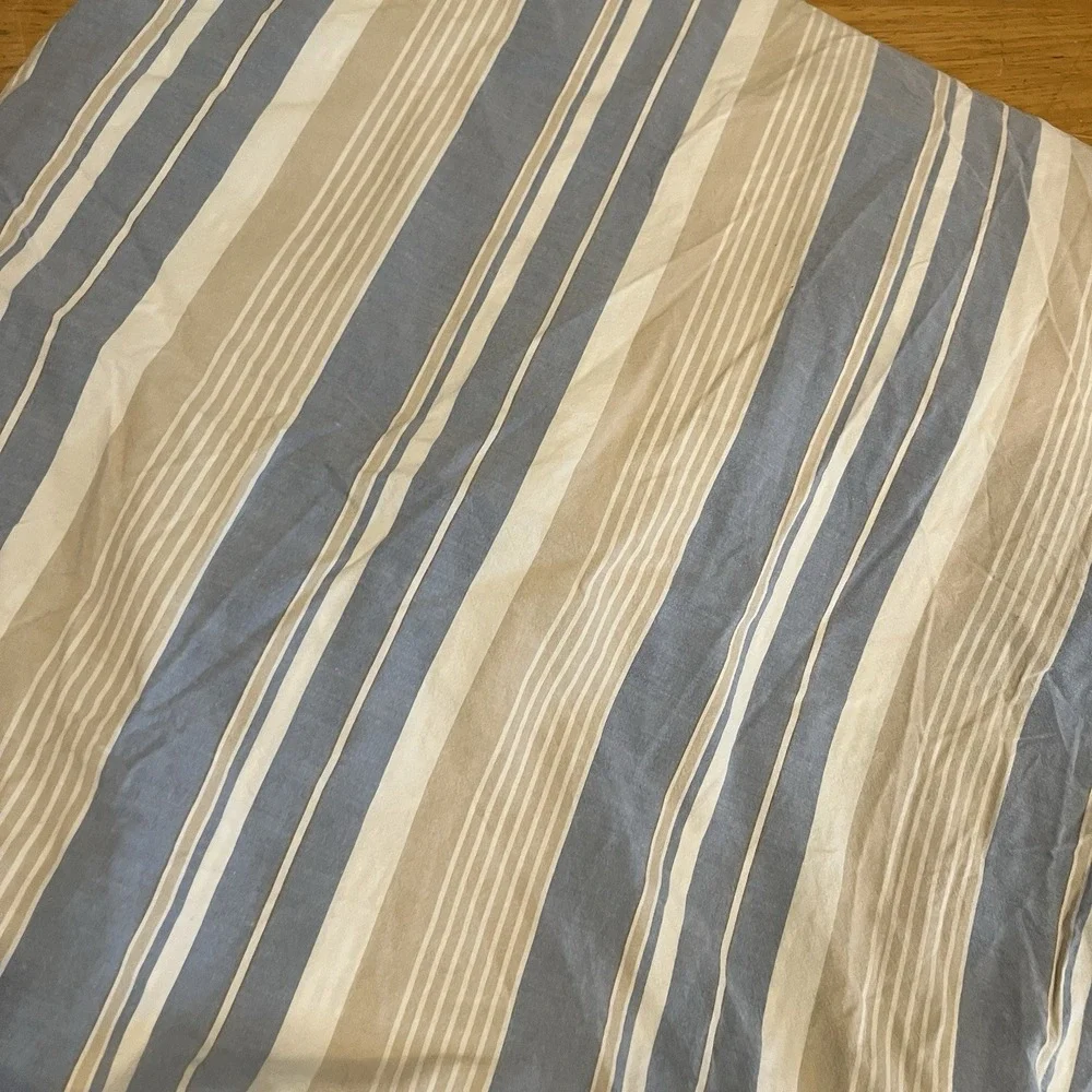 Pottery Barn Striped Full‎ Queen Duvet Cover  Blue Brown Reversible